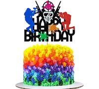 Paintball Cake Topper Decorations for Boys Men Glitter Happy Birthday Decoration Sports Theme Party Supplies
