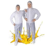 Paintbutler - PP protective suit with hood - painter's suit - disposable - jumpsuit to protect against paint splashes, building dust, glass wool, dirt - white, White, M