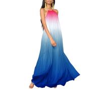 Paintcolors Women's Casual Halter Sleeveless Pleated Long Maxi Dress Backless Loose Ombre Summer Beach Chiffon Flowy Sundress - 3_Red02 Medium