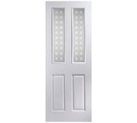 Painted 4 Panel Frosted Glazed White Woodgrain Effect Internal Door, (H)1981mm (W)686mm (T)35mm
