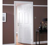 Painted 6 Panel Unglazed Contemporary White Woodgrain Effect Internal Door, (H)1981mm (W)610mm (T)35mm