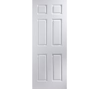 Painted 6 Panel Unglazed White Woodgrain Effect Internal Door, (H)2040mm (W)726mm (T)40mm