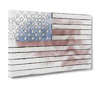 Painted American Flag Canvas Print | Gallery Wrapped 30mm Frame Wall Art | 20x14 inches | Ready to Hang | Abstract Flag Picture | Living Room Bedroom Lounge Office