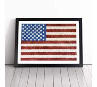 Painted American Flag Framed Wall Art Print A1 Black | Ready to Hang, Satin Fine Art Paper, Fade-Resistant Inks, Acrylic Glazing, Securely Packaged, Made in the UK