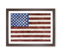 Painted American Flag Painting Modern Art Framed Print | A2 Walnut Framed Wall Art | Ready to Hang | Modern Flag Picture | Living Room Bedroom Lounge Office