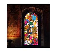 Painted Art Frosted Glass Film, colorful lattice Religious Decorative Frosted Window Film, No-Glue 3D Privacy Film For Home Office