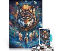Painted Art WolfJigsaw Puzzles 1000 Pieces for teenagers Challenging Game and Family Play Parent-child interaction 38x26cm