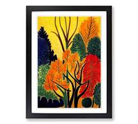 Painted Autumn Forest Framed Print | A2 Black Framed Wall Art | Ready to Hang | Modern Landscape Picture | Living Room Bedroom Lounge Office