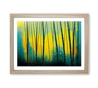 Painted Bamboo Forest Framed Wall Art Print A2 Oak