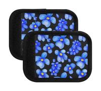 Painted Blue Flowers Black Luggage Handle Wrap for Suitcase, Soft Padded Grip, Name Card and Hook and Loop Closure, Painted Blue Flowers Black, one sizex4