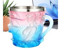 Painted Book Cup | 15 emale Design Coloured Glazed Cup with Handle | Hand-Painted Reading Cup with Handle | For Women Readers Writers Readers Christmas Birthday Espresso Cappuccino Latte