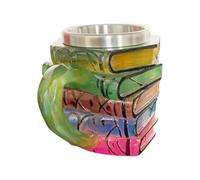Painted Book Design Cup - Mug with Painted Book Pattern | Handmade Coffee Cups | Large Capacity Milk Drink Dishes Kitchen Aids for Latte, Tea, Beer, Cocoa,