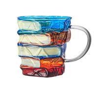 Painted Book Lover Mug - Painted Book Lover Mug, Hand-Painted Book Mug for Novelty | Vintage Stack Design, Gift for Literature Lovers, Coffee Mug A