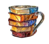 Painted Book Mug - 11oz Ceramic Coffee Mug for Book Lovers, Writers, Librarians - Cute Funny Reading Mug Gift for Women, Bookworms & Readers