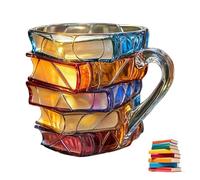 Painted Book Mug, 2025 Novelty 3D Painted Book Coffee Mug, Unique Design Library Coffee Mugs, Books Stack Shaped Cup, Cute Tumblers Readers Writers Librarian Gifts Women (#A 1)