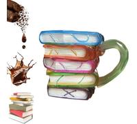 Painted Book Mug,2025 Novelty Mugs for Book Lovers Gifts,3D Colored Glass Book Coffee Mug,Unique Handmade Coffee Mugs Glass 11 0z Cool Funny Bookish Tea Cups,Gifts For Literature Book Lovers
