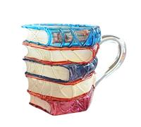 Painted Book Mug - 300ml 3D Painted Tea Drinkware | Book Stack Coffee Cup for Readers and Writers, Teachers/Students, Librarians Gift Idea with Graduation Use, Juice Milk Mug for Study Dining Room