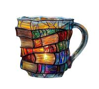 Painted Book Mug, 300ML Glass Painted Book Coffee Cup, Reading Books Lovers Coffee Mug with Insulated Handle, 2025 Novelty Books Stack Drinking Tea Cup, for Literature Lovers Gift