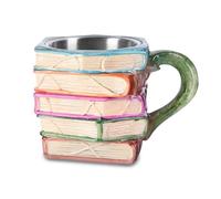 Painted Book Mug, 3D Painted Books Coffee Cup, Books Stack Coffee Mug for Home Office Decoration, Book Lover Gifts for Bookworm Family Friends Teachers Literature Lovers