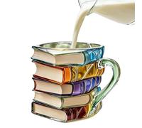 Painted Book Mug, 3D Painted -ok Coffee Cup, Novelty Uni-ques Book Stack Coffee Mug, Cre-Ative Stackable Books Shaped Mugs, for Bookworm Reader Readers Enthusiast