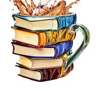 Painted Book Mug, Colored Glass Coffee Mug, Books Stack Coffee Cup, Present for Book Lovers Teachers Literary Friends