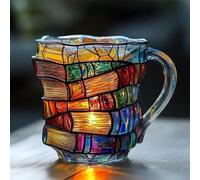 Painted Book Mug, Funny Novelty Reading Coffee Cup, with Charming Book-Themed Designs, Creative 3D Stack Shaped Coffee Cups, Gifts for Lovers Teachers Literary Friends (B 2)