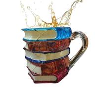 Painted Book Mug, Funny Novelty Reading Coffee Cup with Charming Book Themed Designs, Novelty 3D PaintedBooks Coffee Mug,Add an Artistic Touch to Your Everyday Drinks