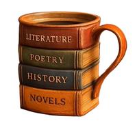 Painted Book Mug - Glass Book Mugs, Heat Resistant Beverage Juice Cups, Funny Novelty Reading Coffee Mug with Charming Themed Designs, Containing Tale