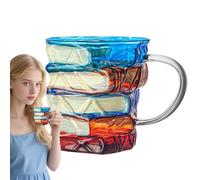 Painted Book Mug Glass - Stack Book Glass Mugs Coffee Cup | Funny Decor Vintage Drinkware Home Decor, Desk Accessories Water Cup for Milk Tea Juice Drink