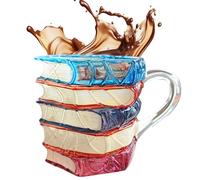 Painted Book Mug, Novel 3D Painted Book Coffee Cup, Fun and Novel Reading Coffee Cup, Books Stack Mug with A Charming Books Theme for Writers Teachers Librarians Collectors Birthday