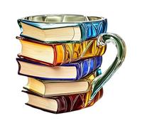 Painted Book Mug, Novelty 3D Book Stack Mug, Creative Reading Coffee Cup with Charming Books, Books Mugs for Booklovers, Drinking Cups for Tea Milk Water