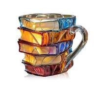 Painted Book Mug, Novelty Reading Coffee Cup, Creative 3D Books Stack Shaped Cups, Colorful Book-Themed Designs Resin Mug for Literature Lovers Books Lovers Teachers Home Office Decoration