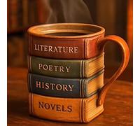 Painted Book Mug, Novelty Reading Coffee Cup, Creative Resin Books Stack Shaped Coffee Cups, Colorful Books Themed Mug, Gift for for Book Lovers Teachers Literary Friends