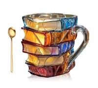 Painted Book Mug, Painted Book Mug 3D, Stainless Steel Liner, Heat Resistant & Decorative, Novelty 3D Painted Books, for Readers, Writers, and Literature Lover (A.)