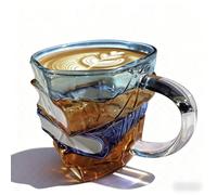 Painted Book Mug, Stained Glass Book Mugs for Books Lovers, 3D Stacked Books Cup with Handle, BookTheme Coffee Mug, for Hot Or Cold Brews, Gift for Teachers, Literature and Art Enthusiasts