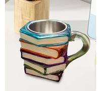 Painted Book Mug | Stained Resin Books Coffee Cup | 3D Stacked Books Novelty Coffee Mug for Cold & Hot Drinks | Reading Themed Milk Mugs Tea Cups Home Decor for Book Lovers