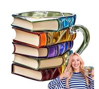 Painted Book Mug,Tea and Water Painted Book Cup,Elegant Vintage Acrylic Mug,Collection Gift for Literature Lovers