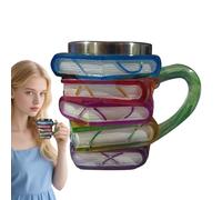 Painted Book Mug - Water Mug with Handle - Vintage Cup, Aesthetic Drinkware for Literature Lovers Home Kitchen Cafe Bookshelf