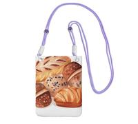 Painted Bread Cell Phone Purse For Women, Cell Phone Sleeve Pouch Case Wallet Bag With Purple Shoulder Strap Travel Pouch