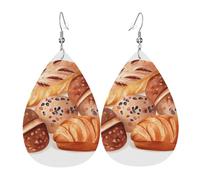 Painted Bread Dangle Earrings Creative Hanging Fun Leather Earring For Beach Women