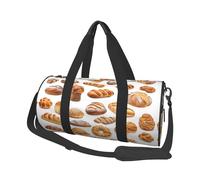 Painted Bread Duffle Bag With Shoes Compartment And Adjustable Strap,Foldable Travel Duffel Bags For Men Women,Waterproof Duffel Bags, Black, One Size