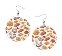 Painted Bread Elegant Leather Round Earrings-Fashionable And Unique Accessories For Everyday Wear