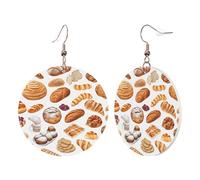 Painted Bread Elegant Leather Round Earrings-Fashionable And Unique Accessories For Everyday Wear