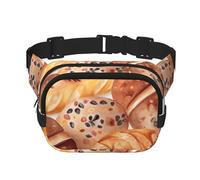 Painted Bread Fanny Pack For Women Waterproof Adjustable Belt Bags Waist Pack Fashion Casual Crossbody Bags Bum Bag For Running Workout Hiking Traveling, Black, One Size
