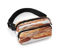 Painted Bread Full Printed Fanny Pack,Zipper Belt Bag Cute Crossbody Bag Hip Bum Bag with Adjustable Strap