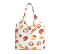 Painted Bread Print Canvas Tote Bags for Women Reusable Grocery Bag Large Gym Canvas Cloth Pouchportable Shopping Handbag