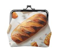 Painted Bread Print Coin Purse for Women Cute PU Leather Kiss-lock Change Purse Wallet, Black, One Size, Pattern