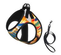 Painted Bread print Dog Harness and Leash Set, Reflective Adjustable Puppy Vest for Small Medium Large Dogs, Cats
