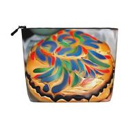 Painted Bread Print Fake Hemp Makeup Bag – Travel Toiletry Pouch for Women, Daily Storage, Business Trips, and More