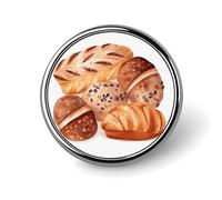 Painted Bread Round Badge Cute Enamel Lapel Pin Brooches Button Pin Personalized Clothing Decoration Unisex Badge Holder Hats Bags Shirts Decor